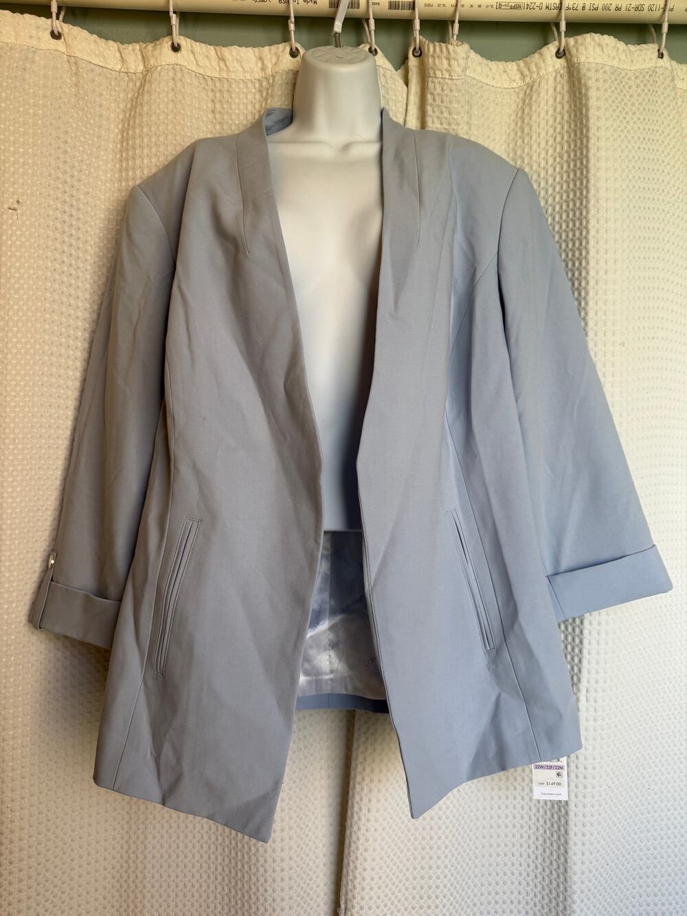 Calvin Klein Plus Size Blazer 22W Light Blue Open Front NWT